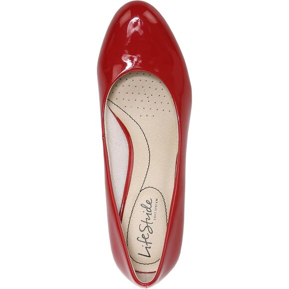 LifeStride Women Red Polyurethane Closed Pointed Toes Kitten Heel Pumps - Picture 5 of 9